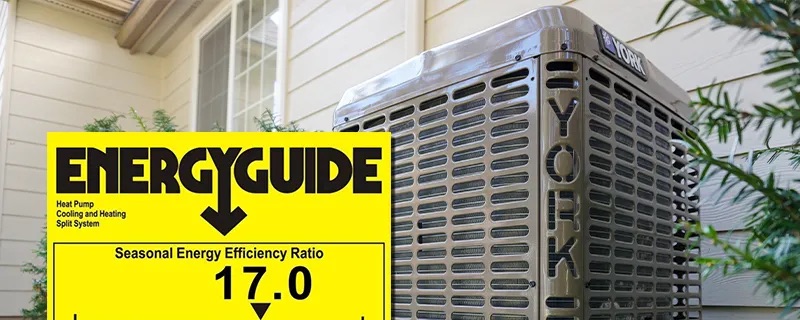A heat pump with an Energy Guide Effiency rating