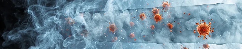 A visual representation of germs and smoke in the air